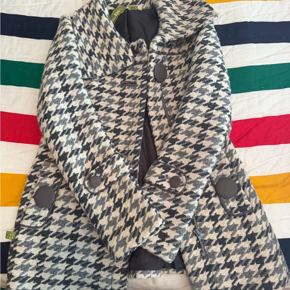 Soia & Kyo Black and Cream Houndstooth Coat